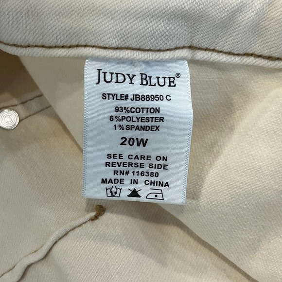 Judy Blue Wide Leg Crop Jeans Womens 20W Cream Ecru Cotton JB88950 C Raw Hem - Picture 11 of 12